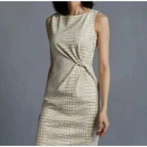 J. McLaughlin Kamala Faux Suede Shift Dress Size Large Beige Crocodile Print NWT